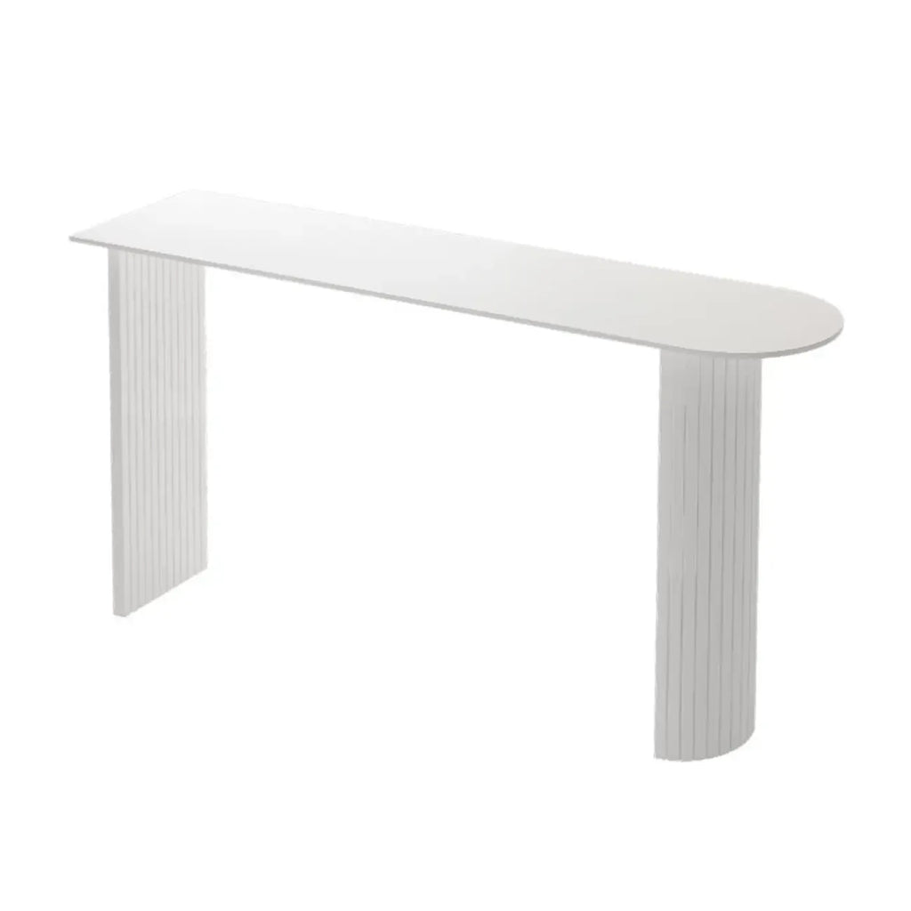 Table de bar moderne à double piétement, plateau en pierre, forme libre