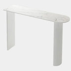 Table de bar moderne à double piétement, plateau en pierre, forme libre