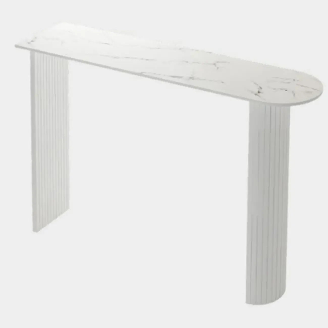 Table de bar moderne à double piétement, plateau en pierre, forme libre