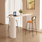 Table de bar moderne à double piétement, plateau en pierre, forme libre