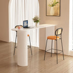 Table de bar moderne à double piétement, plateau en pierre, forme libre