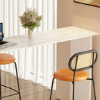 Table de bar moderne à double piétement, plateau en pierre, forme libre
