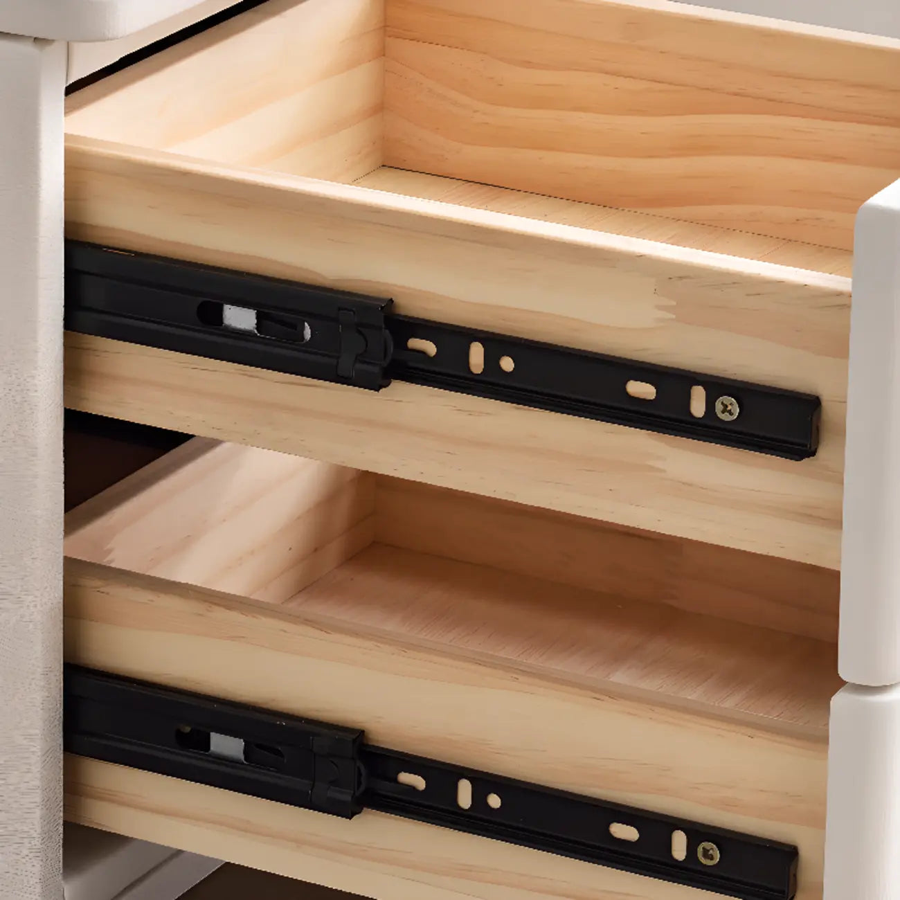 Table de chevet compacte blanche à 4 niveaux en bois avec plateau en pierre