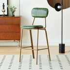 Tabourets de bar avec dossier, structure en cuir doré, style moderne du milieu du siècle