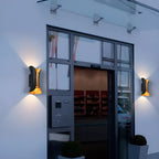 Applique murale d'extérieur moderne en métal à 2 lumières incurvées vers le haut et vers le bas