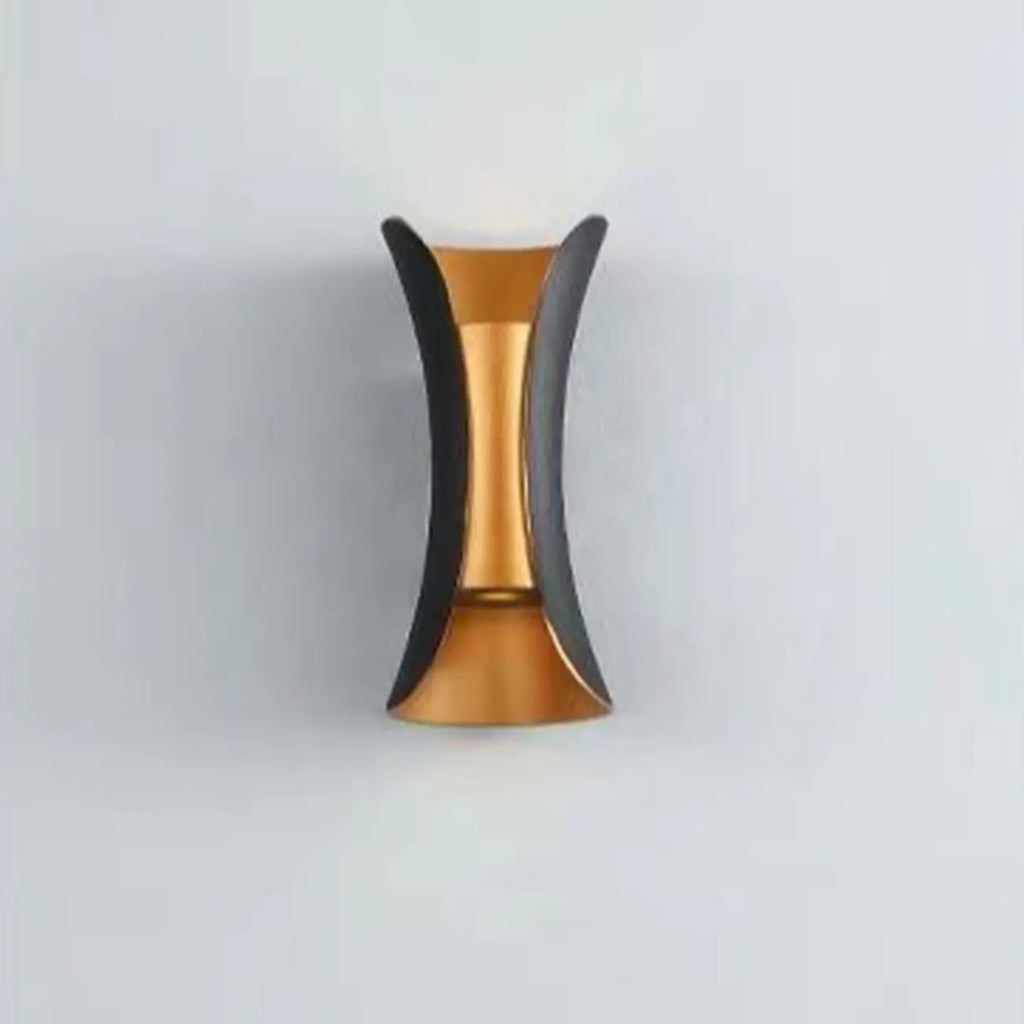 Applique murale d'extérieur moderne en métal à 2 lumières incurvées vers le haut et vers le bas