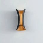 Applique murale d'extérieur moderne en métal à 2 lumières incurvées vers le haut et vers le bas