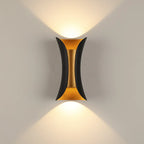 Applique murale d'extérieur moderne en métal à 2 lumières incurvées vers le haut et vers le bas