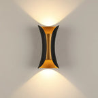 Applique murale d'extérieur moderne en métal à 2 lumières incurvées vers le haut et vers le bas