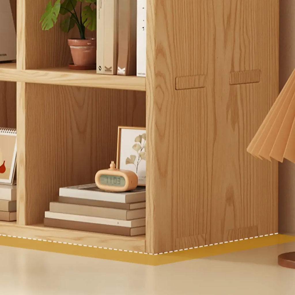 Bibliothèque horizontale moderne en bois à 8 cubes, finition naturelle