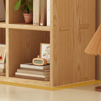 Bibliothèque horizontale moderne en bois à 8 cubes, finition naturelle