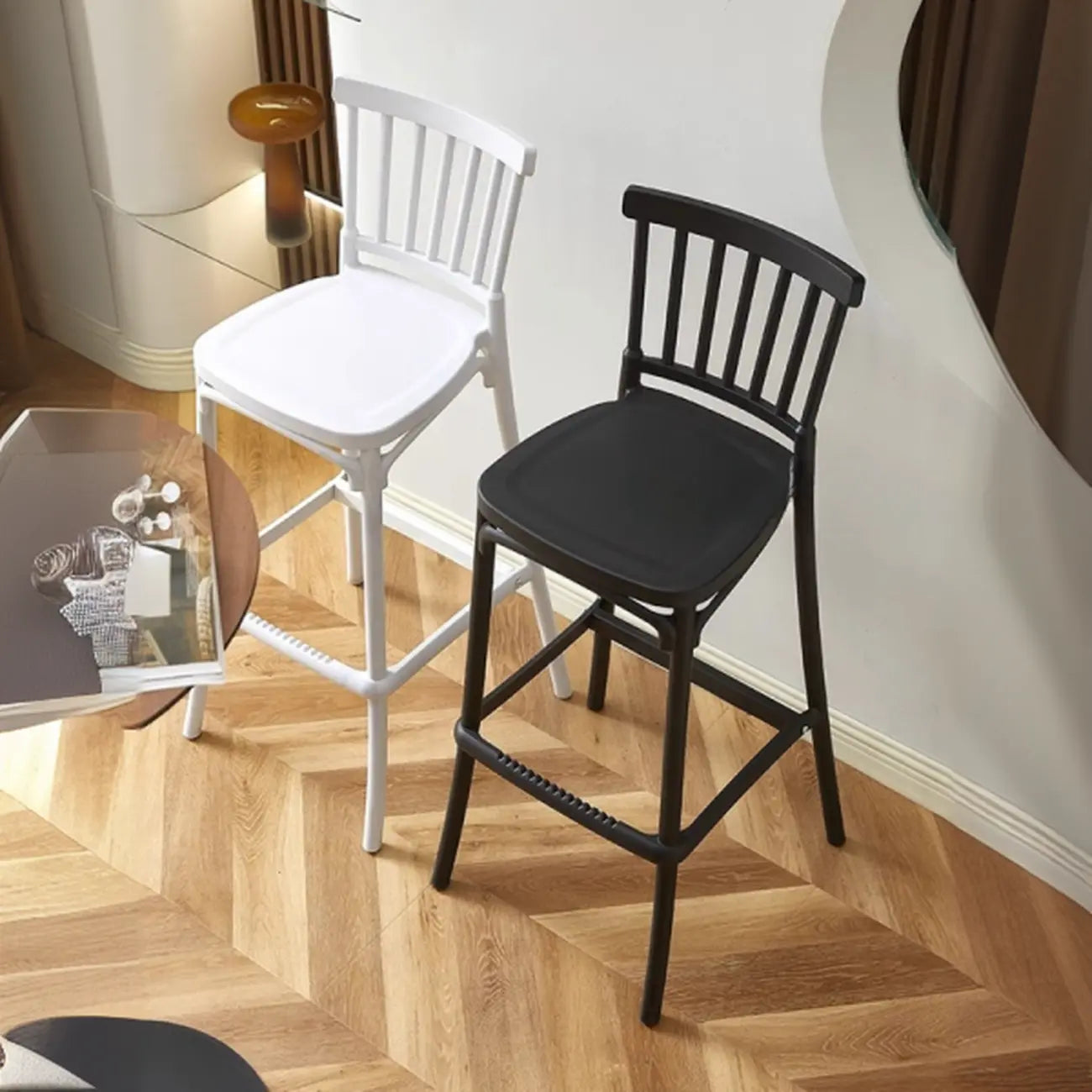 Tabourets de bar carrés modernes en acrylique avec dossier