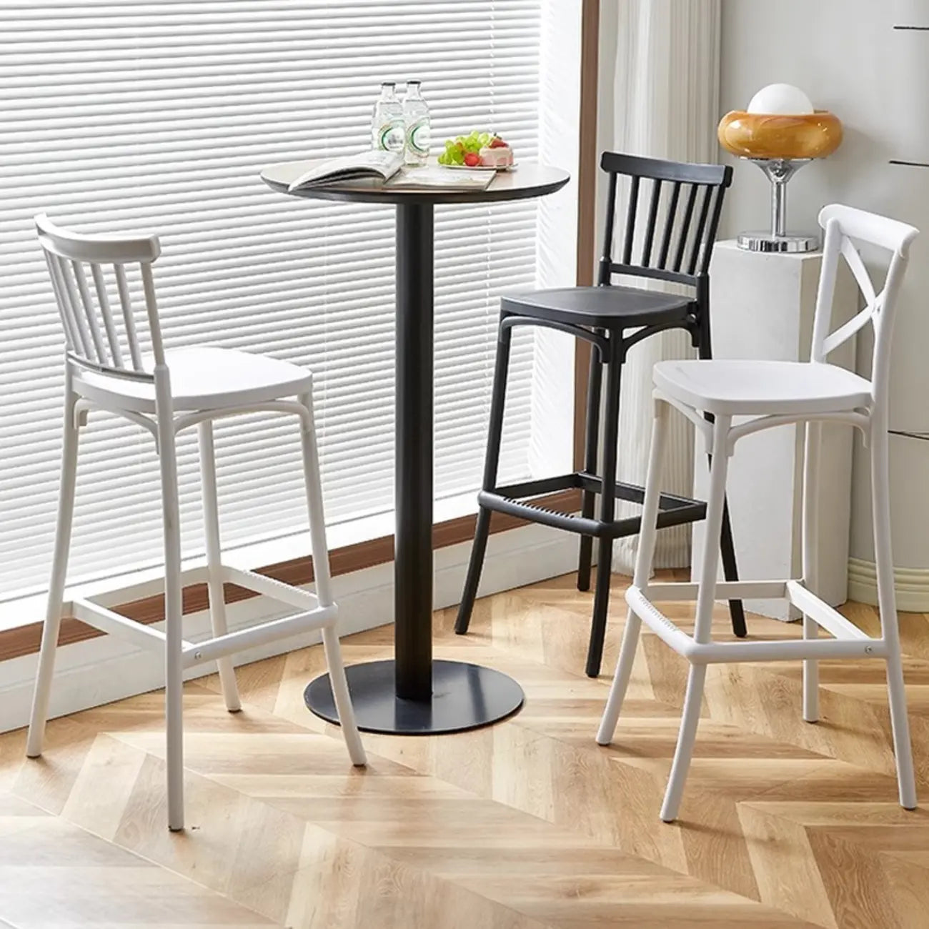 Tabourets de bar carrés modernes en acrylique avec dossier