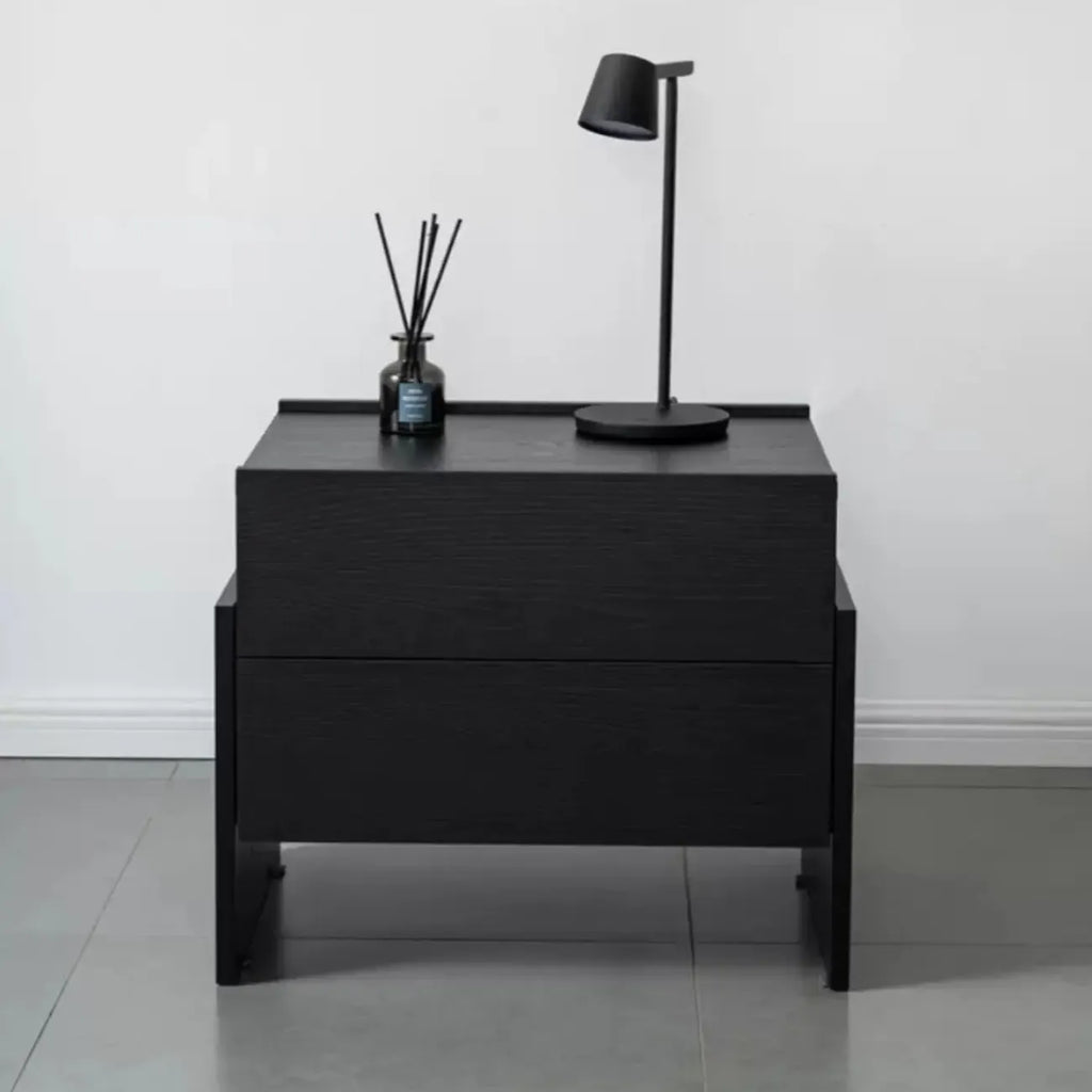 Comodino moderno con cassetti in legno per camera da letto