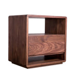 Table de chevet moderne du milieu du siècle en bois massif avec tiroir