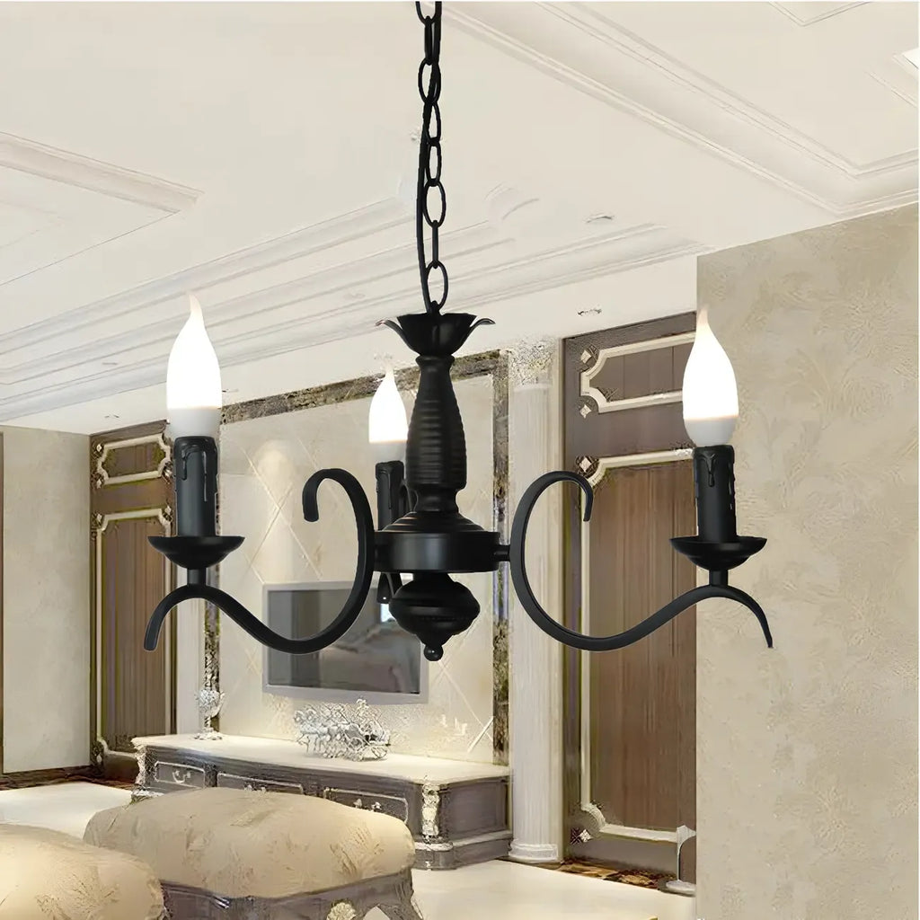 Lustre candélabre industriel en métal noir