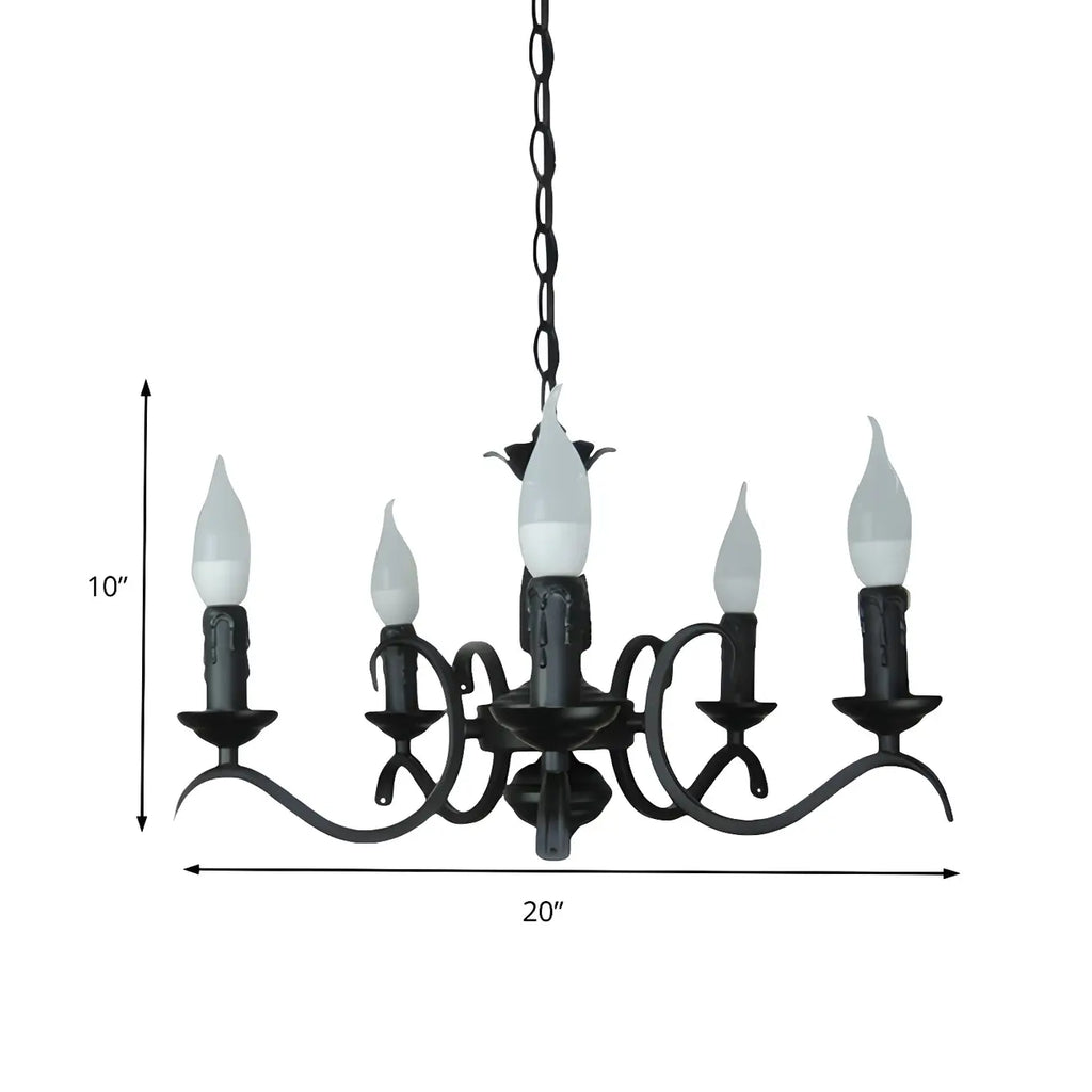 Lustre candélabre industriel en métal noir