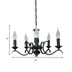 Lustre candélabre industriel en métal noir