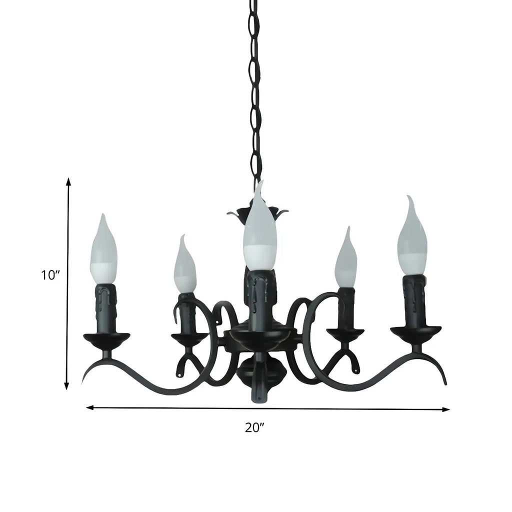 Lustre candélabre industriel en métal noir