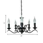 Lustre candélabre industriel en métal noir