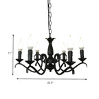 Lustre candélabre industriel en métal noir