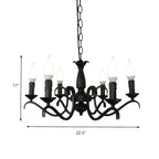Lustre candélabre industriel en métal noir