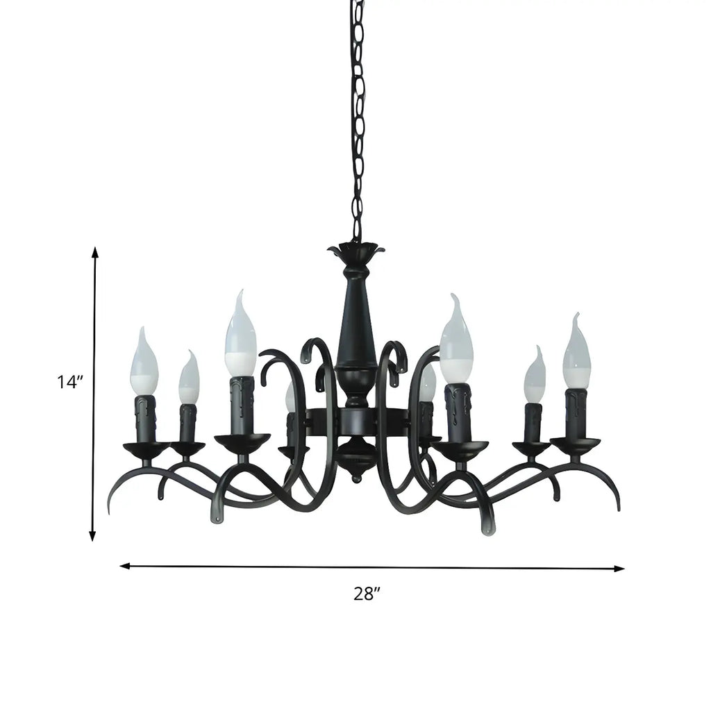 Lustre candélabre industriel en métal noir