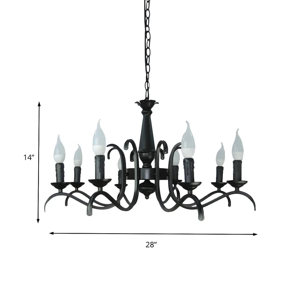 Lustre candélabre industriel en métal noir
