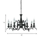 Lustre candélabre industriel en métal noir