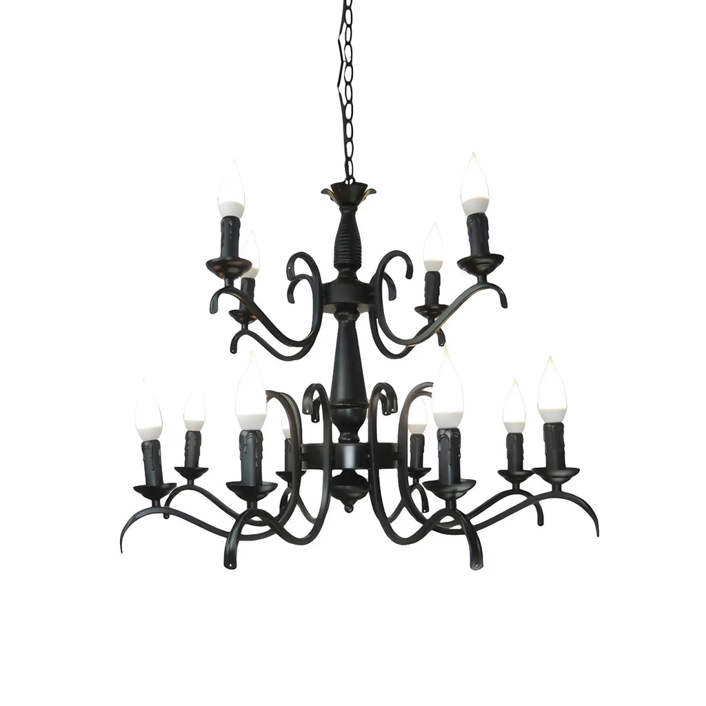 Lustre candélabre industriel en métal noir