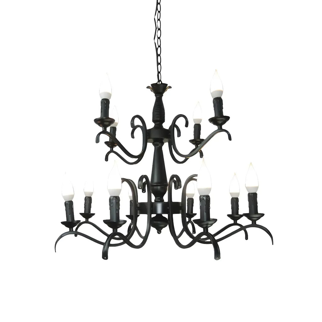 Lustre candélabre industriel en métal noir
