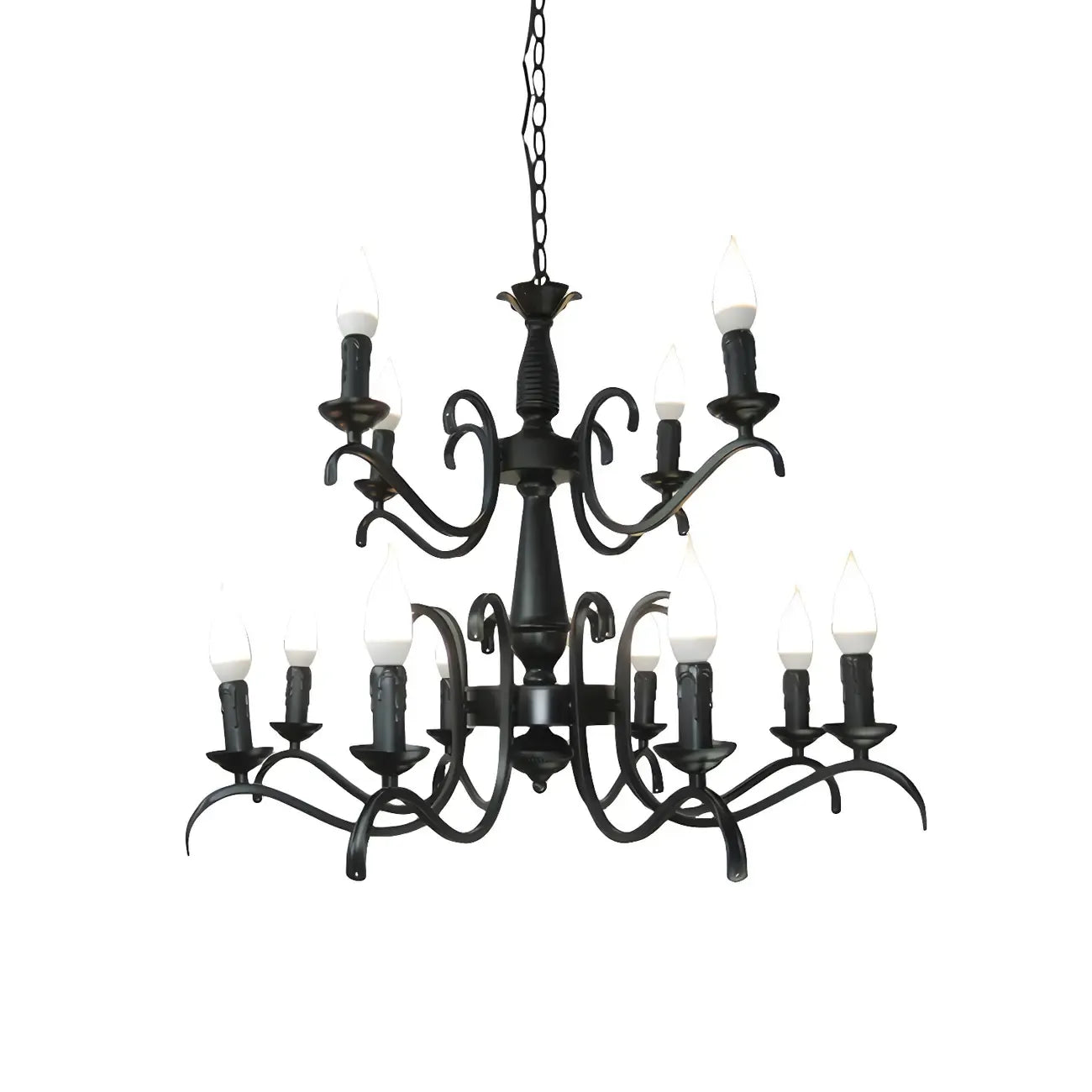 Lustre candélabre industriel en métal noir