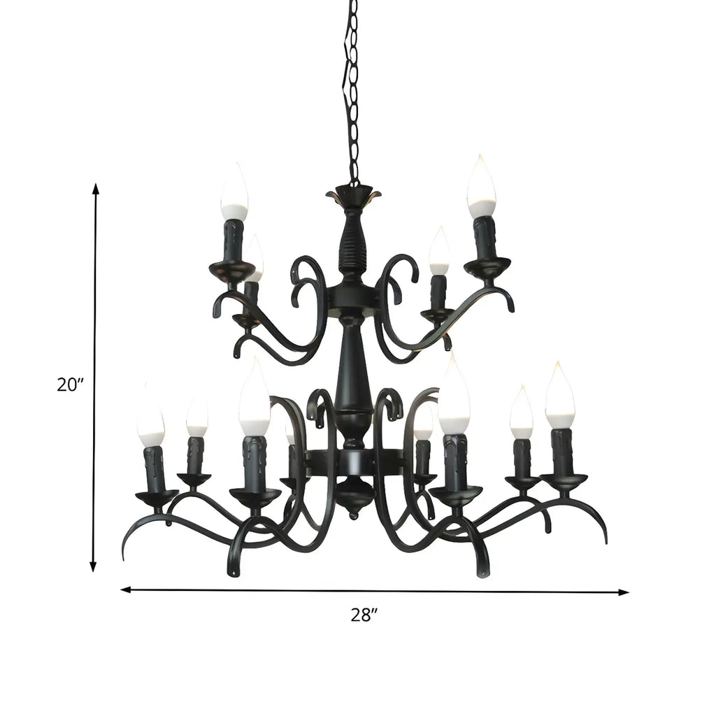 Lustre candélabre industriel en métal noir