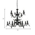 Lustre candélabre industriel en métal noir