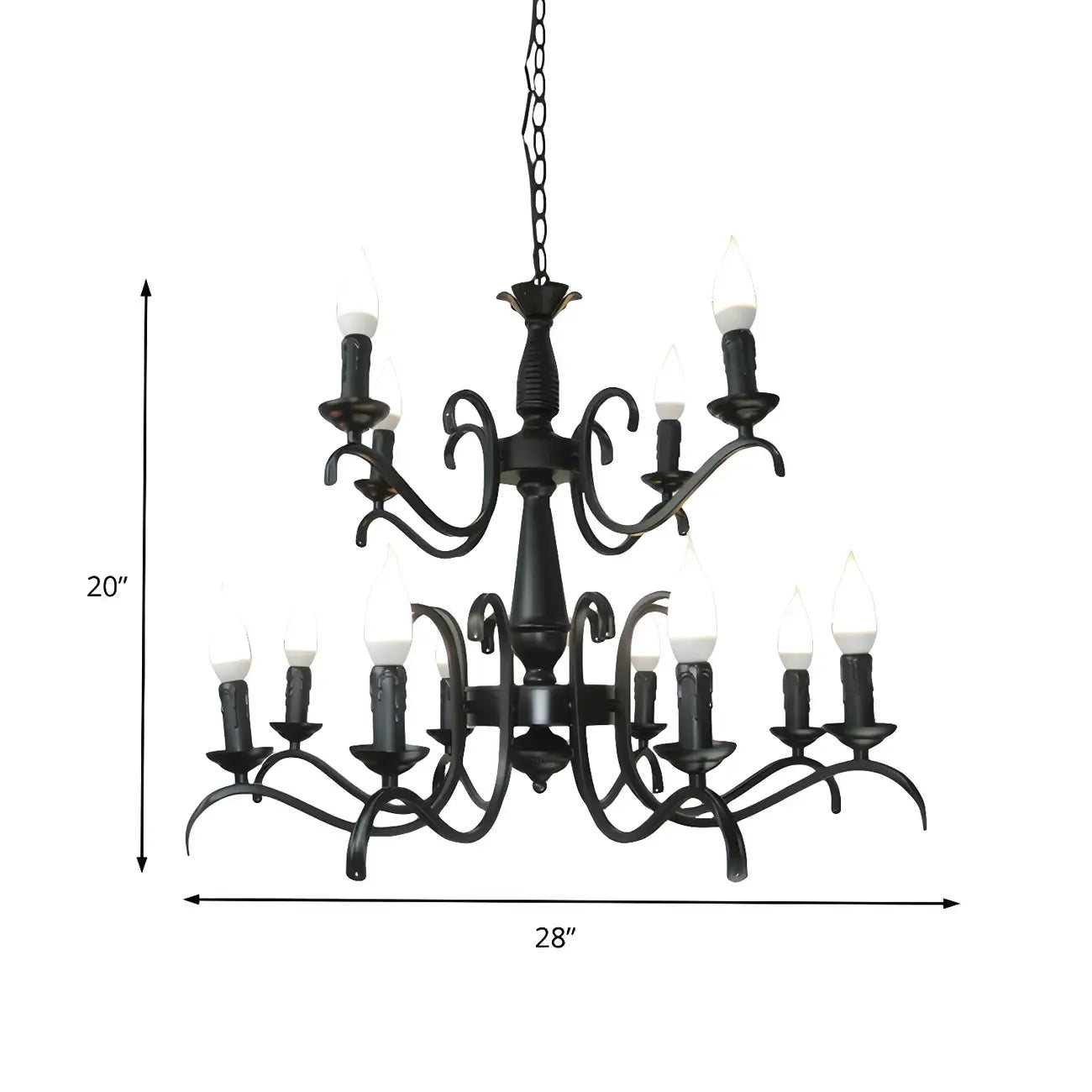 Lustre candélabre industriel en métal noir