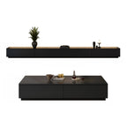 Meuble TV rectangulaire long et minimaliste noir avec 4 tiroirs