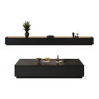Meuble TV rectangulaire long et minimaliste noir avec 4 tiroirs
