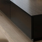 Meuble TV rectangulaire long et minimaliste noir avec 4 tiroirs