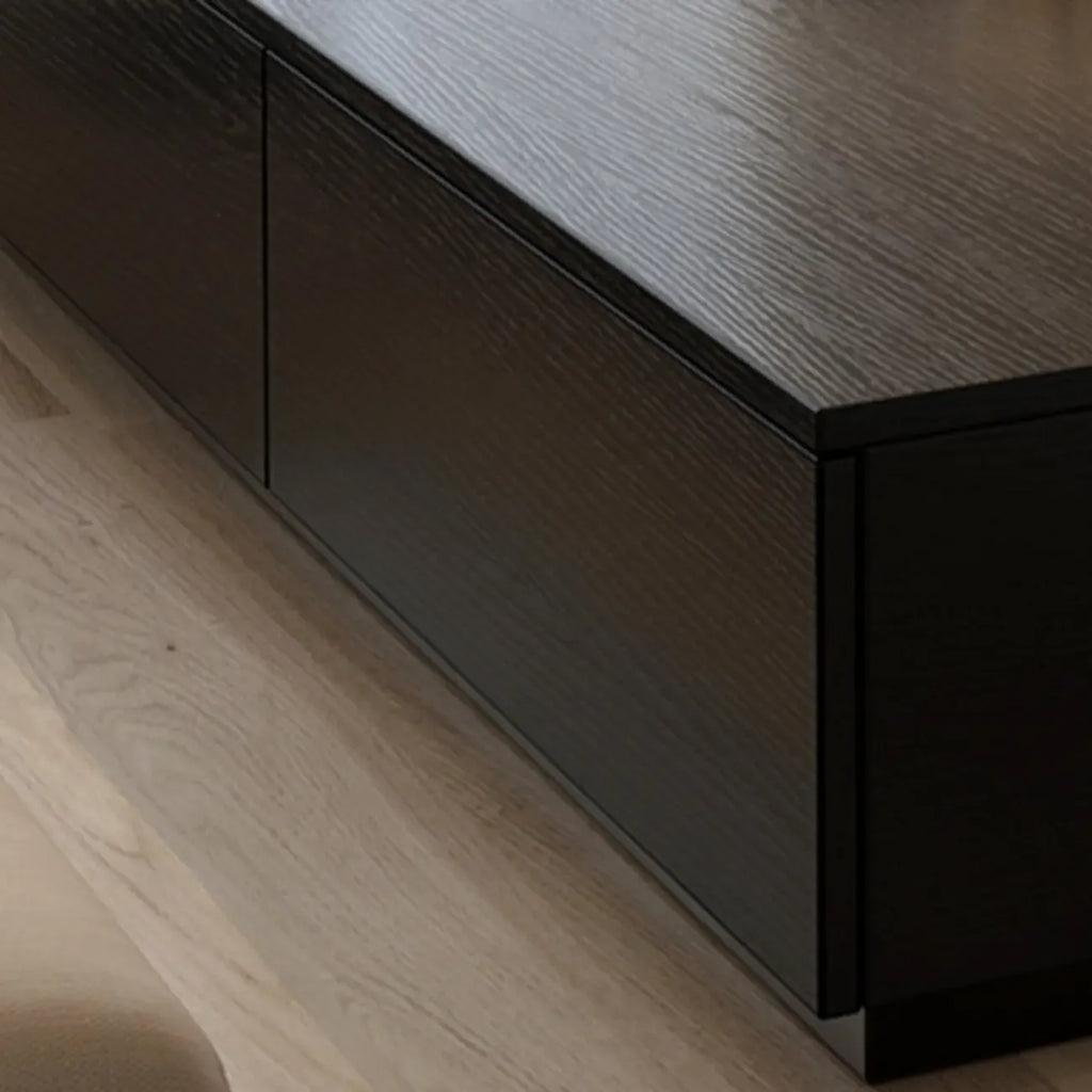 Meuble TV rectangulaire long et minimaliste noir avec 4 tiroirs