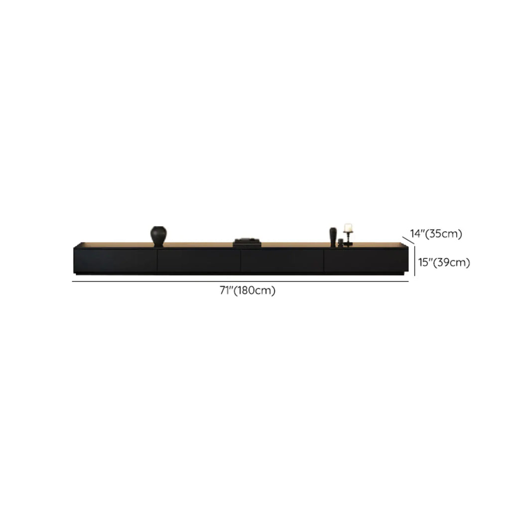 Meuble TV rectangulaire long et minimaliste noir avec 4 tiroirs