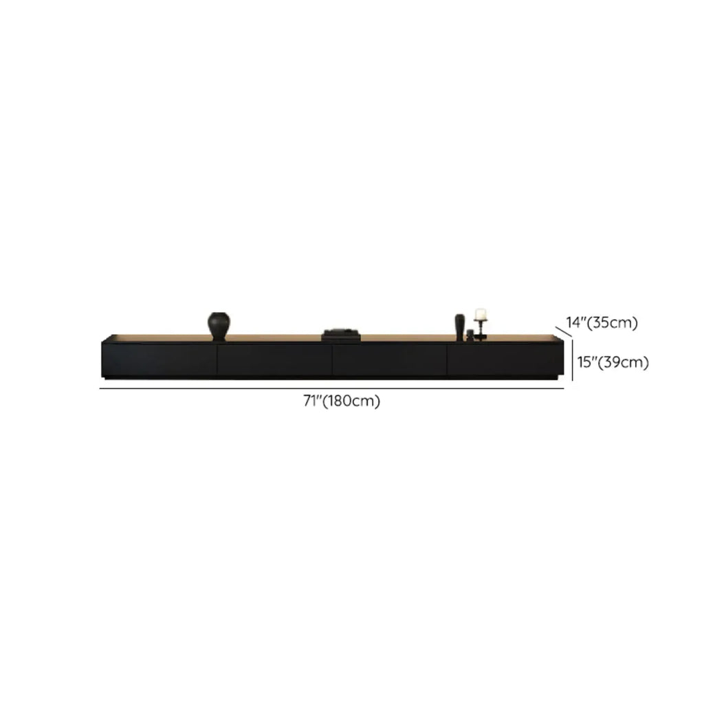 Meuble TV rectangulaire long et minimaliste noir avec 4 tiroirs