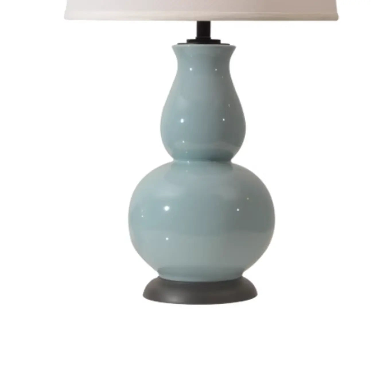 Lampe de table élégante en céramique blanche avec LED et abat-jour en tissu