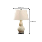 Lampe de table élégante en céramique blanche avec LED et abat-jour en tissu