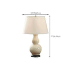 Lampe de table élégante en céramique blanche avec LED et abat-jour en tissu