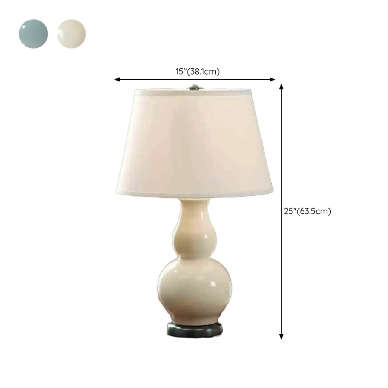 Lampe de table élégante en céramique blanche avec LED et abat-jour en tissu