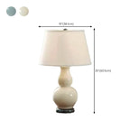 Lampe de table élégante en céramique blanche avec LED et abat-jour en tissu