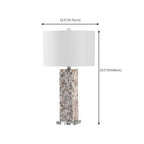 Lampe de table LED élégante à pied en coquillage et abat-jour en lin