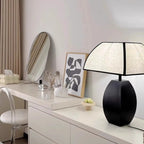 Lampe de table moderne en métal noir avec LED et abat-jour en forme de dôme
