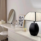 Lampe de table moderne en métal noir avec LED et abat-jour en forme de dôme