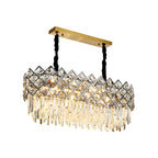 Suspension ovale moderne en cristal pour îlot de cuisine